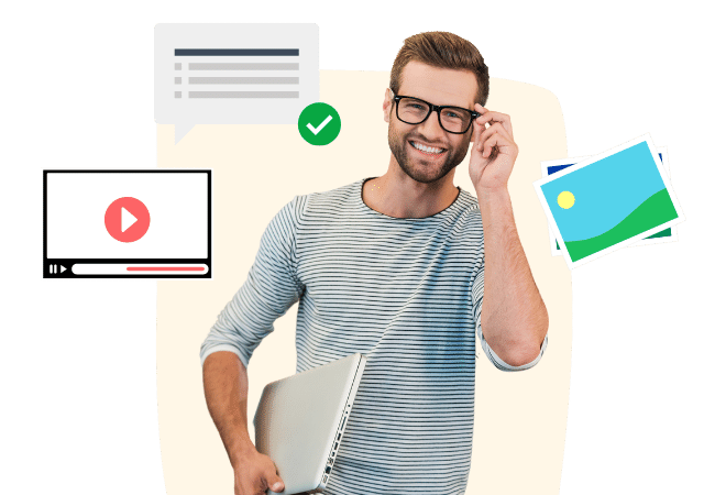 man adding images and videos to form using document collection software
