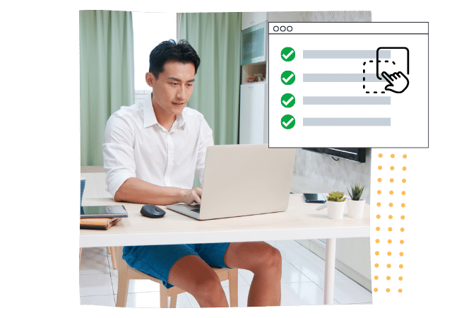 man creating online form using client management software