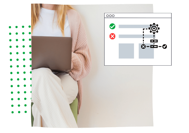 woman approving and rejecting collection items using client onboarding software
