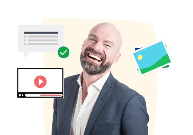 man adding images and videos to form using client onboarding software