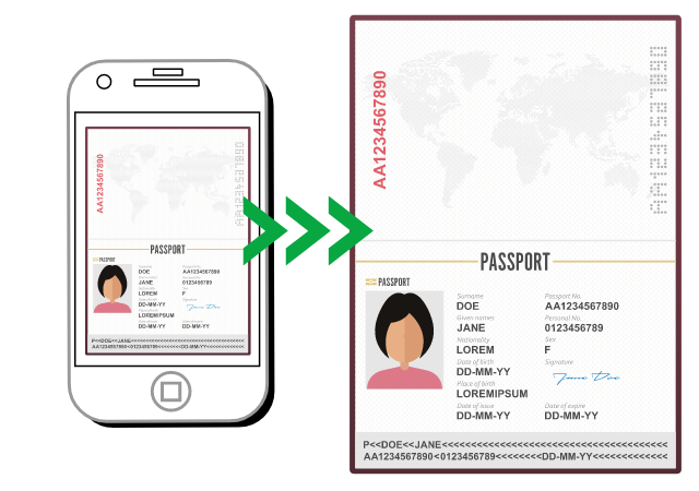 taking a photo of passport to upload to secure portal