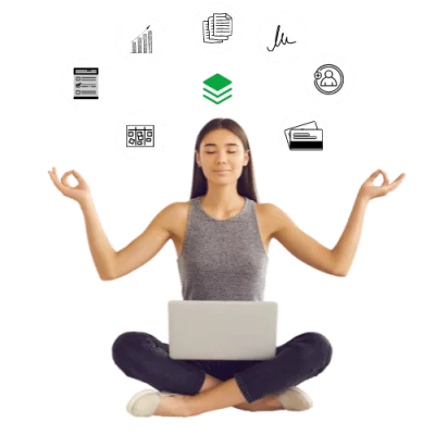 female in a zen state because she is using a client portal software
